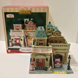 Lemax - May Street Station - Fire house - Pancake breakfast Lighted House w/ Box